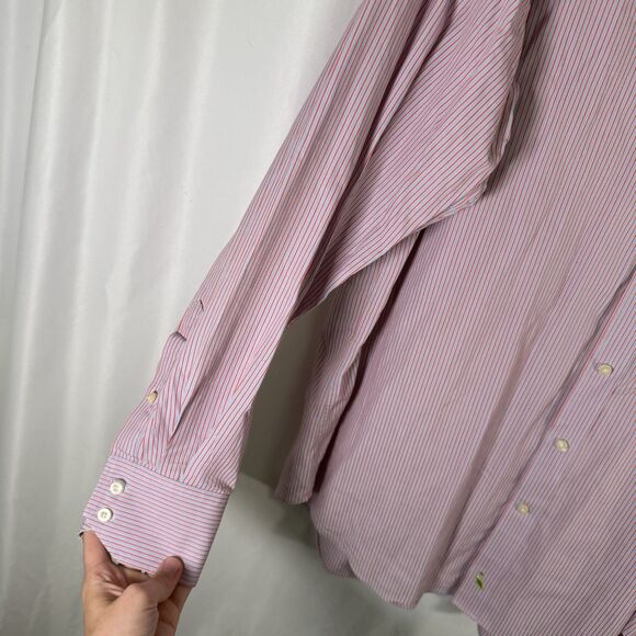 Tailorbyrd Dress Shirt Men's XXL Blue Red Striped Button Up Long Sleeve Cotton - Picture 5 of 12